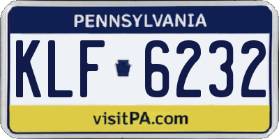 PA license plate KLF6232
