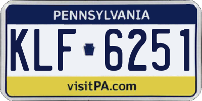 PA license plate KLF6251