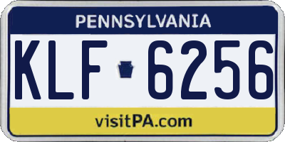 PA license plate KLF6256