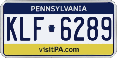 PA license plate KLF6289