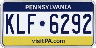 PA license plate KLF6292