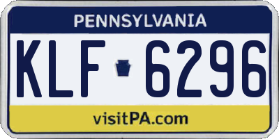 PA license plate KLF6296