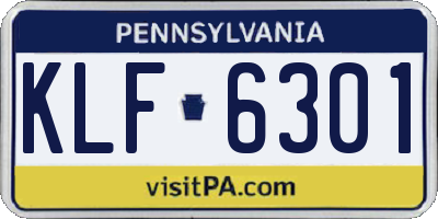PA license plate KLF6301
