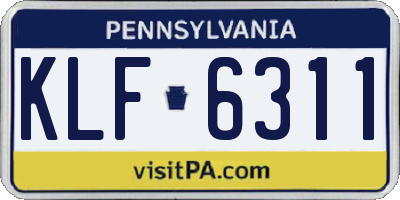 PA license plate KLF6311