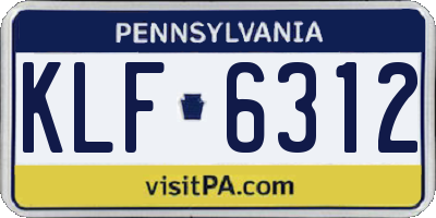PA license plate KLF6312