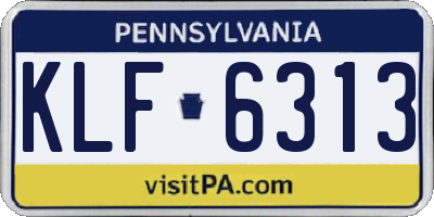 PA license plate KLF6313