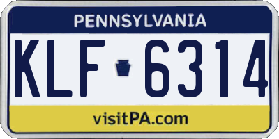 PA license plate KLF6314