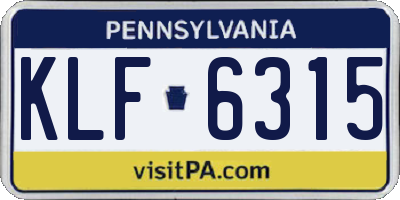PA license plate KLF6315