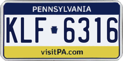PA license plate KLF6316