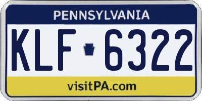 PA license plate KLF6322