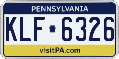 PA license plate KLF6326