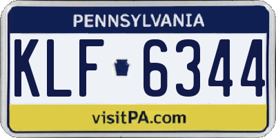 PA license plate KLF6344