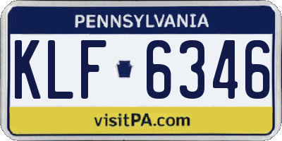 PA license plate KLF6346