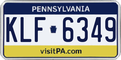 PA license plate KLF6349