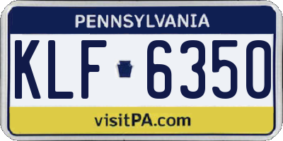 PA license plate KLF6350