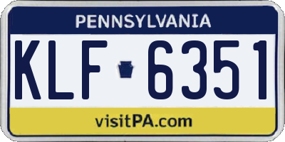 PA license plate KLF6351