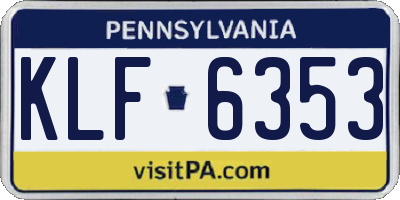 PA license plate KLF6353