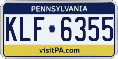 PA license plate KLF6355