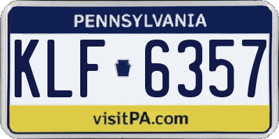 PA license plate KLF6357