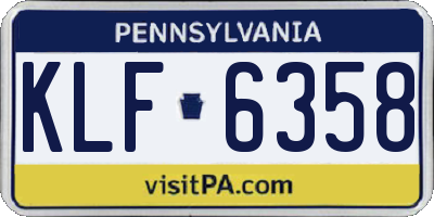 PA license plate KLF6358