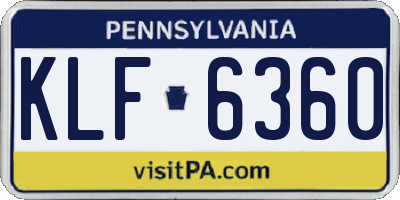 PA license plate KLF6360