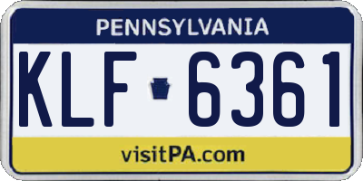 PA license plate KLF6361
