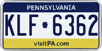 PA license plate KLF6362