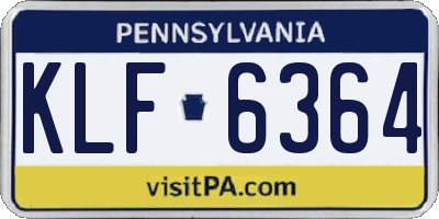 PA license plate KLF6364