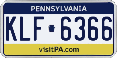 PA license plate KLF6366