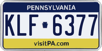 PA license plate KLF6377