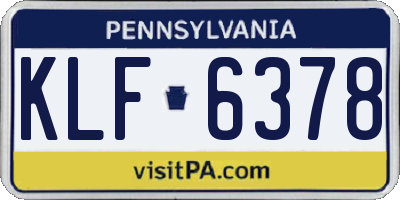 PA license plate KLF6378