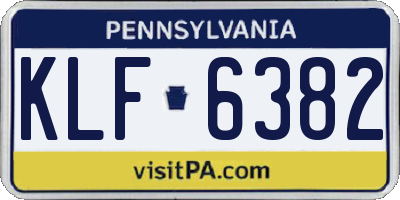 PA license plate KLF6382