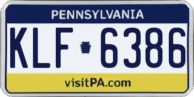 PA license plate KLF6386