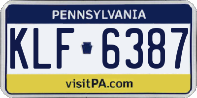 PA license plate KLF6387