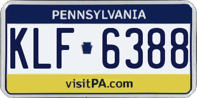 PA license plate KLF6388