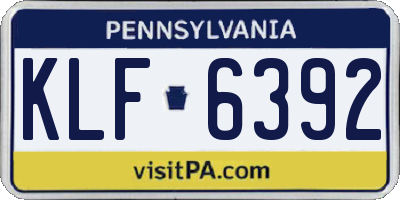 PA license plate KLF6392