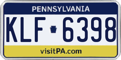 PA license plate KLF6398