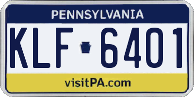 PA license plate KLF6401