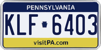 PA license plate KLF6403