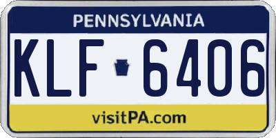 PA license plate KLF6406