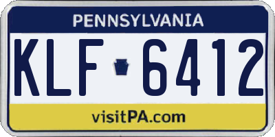 PA license plate KLF6412