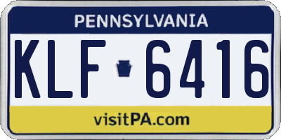 PA license plate KLF6416