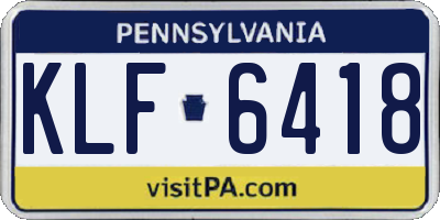 PA license plate KLF6418