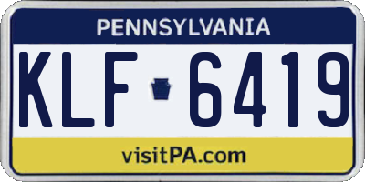 PA license plate KLF6419