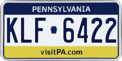 PA license plate KLF6422