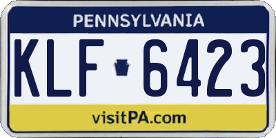 PA license plate KLF6423