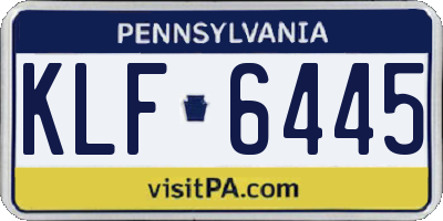 PA license plate KLF6445
