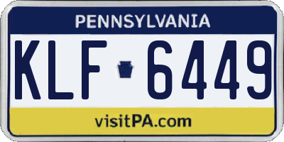 PA license plate KLF6449