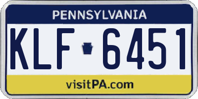 PA license plate KLF6451