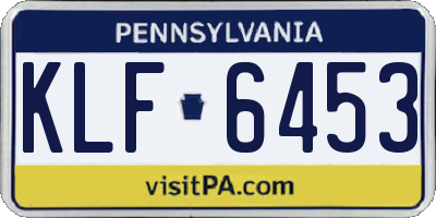 PA license plate KLF6453